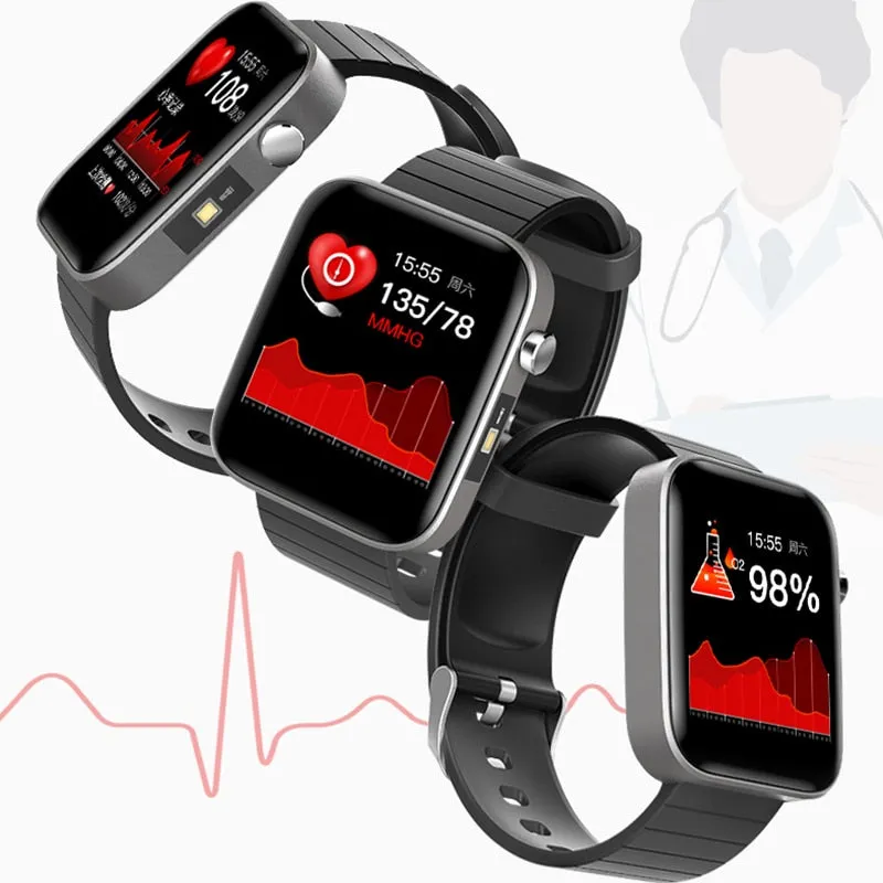 2021 NEW T68 Smart Watch Men Body Temperature Measure Heart Rate Blood Pressure Oxygen Bracelet Call Reminder Smart Watch Black