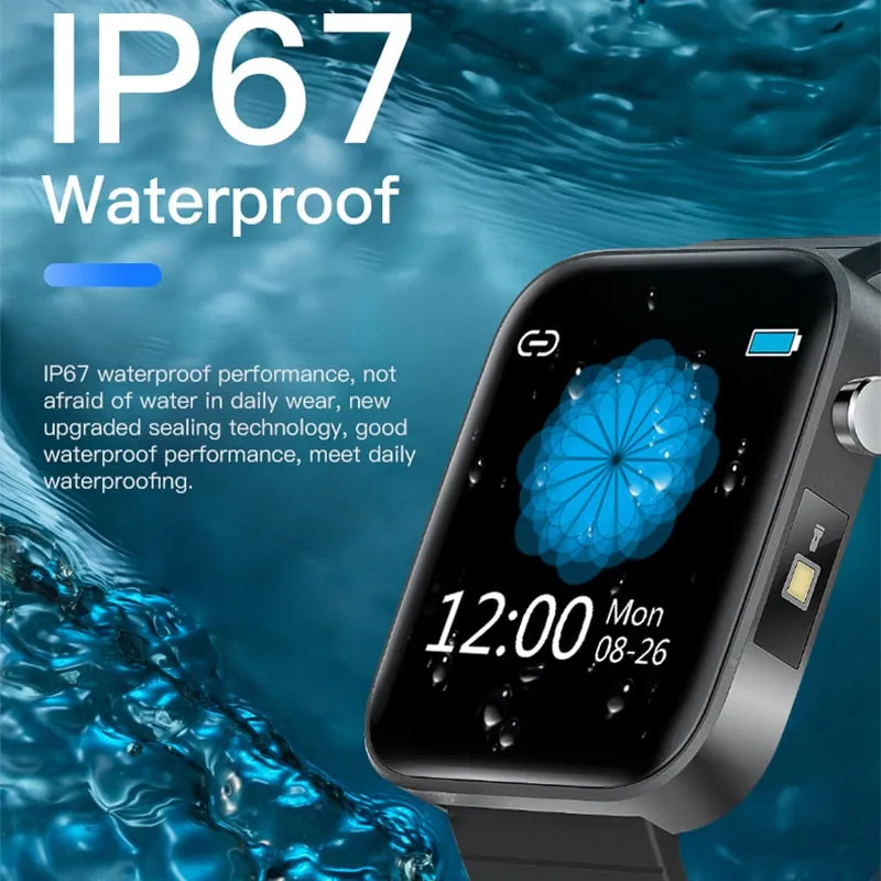 2021 NEW T68 Smart Watch Men Body Temperature Measure Heart Rate Blood Pressure Oxygen Bracelet Call Reminder Smart Watch Black