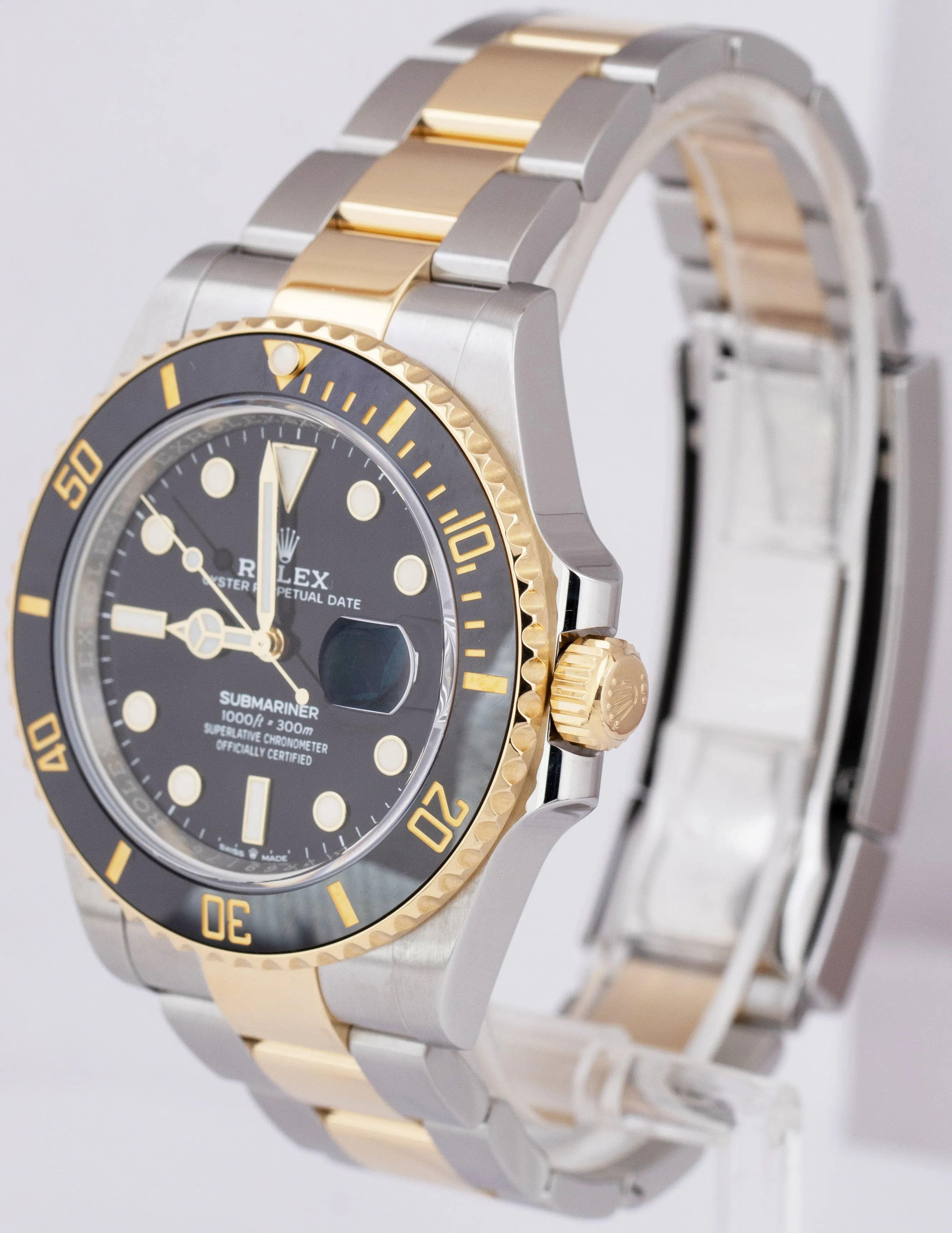 2021 Rolex Submariner Date 41mm Ceramic Two-Tone Gold Black Watch 126613 LN B P