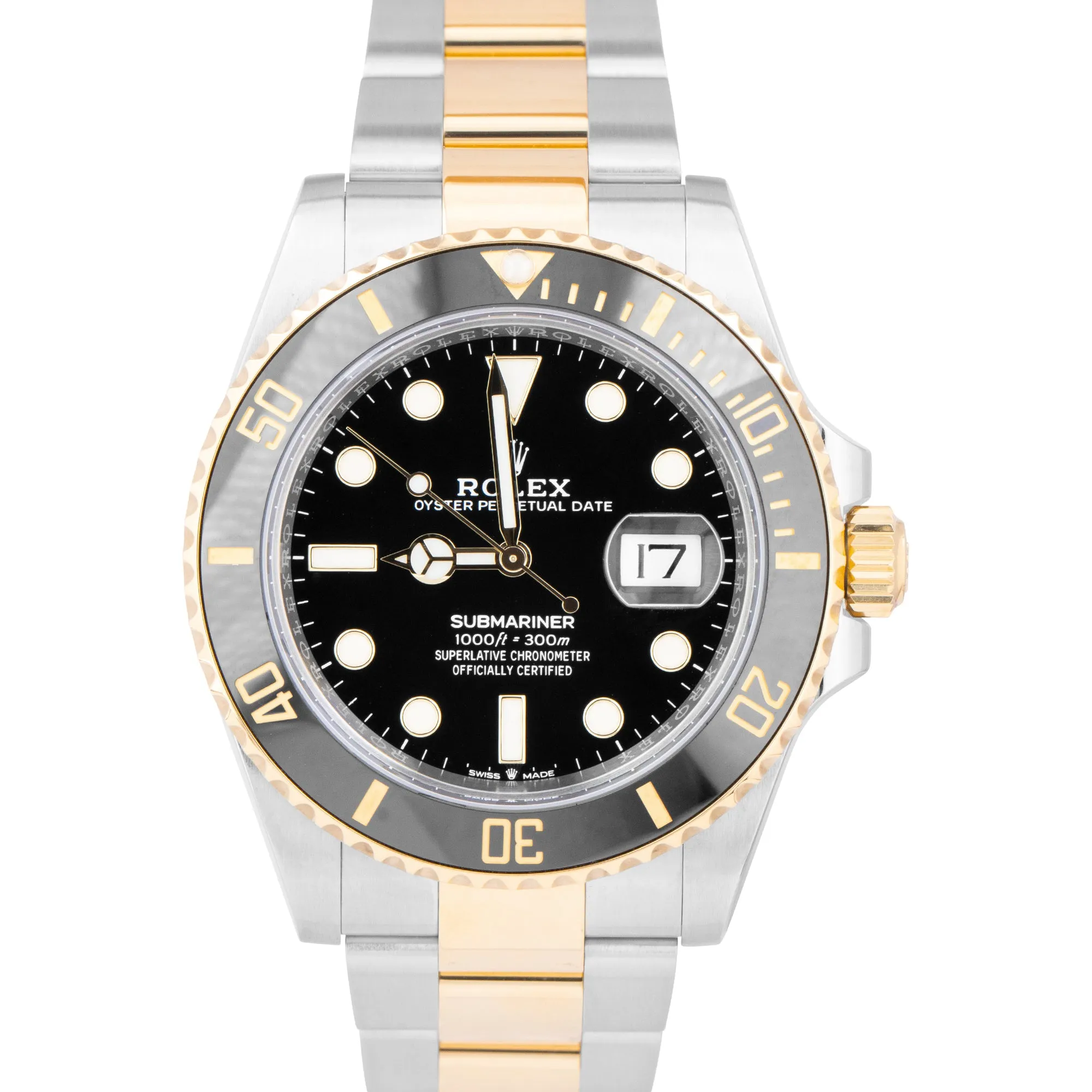 2021 Rolex Submariner Date 41mm Ceramic Two-Tone Gold Black Watch 126613 LN B P