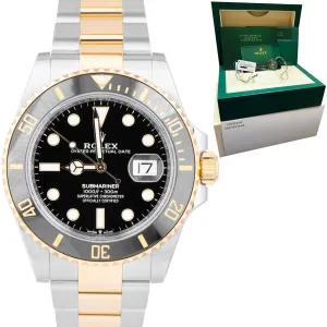 2021 Rolex Submariner Date 41mm Ceramic Two-Tone Gold Black Watch 126613 LN B P
