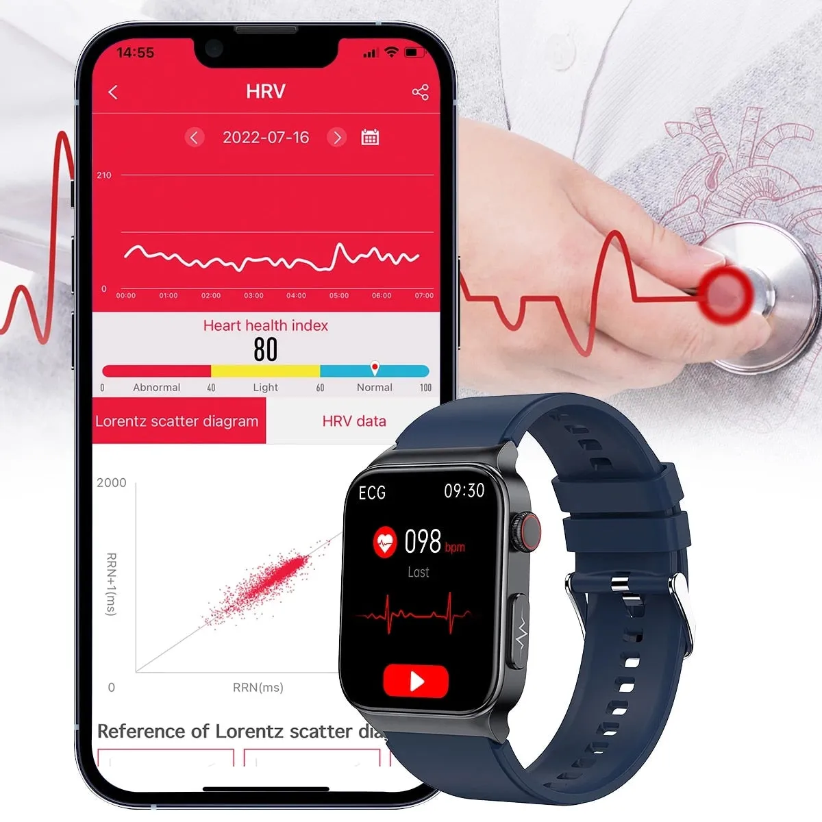 2022 ECG PPG Smart Watch Men Laser Treatment Of Hypertension Hyperglycemia Hyperlipidemia HeartRate Healthy Sport Men Smartwatch