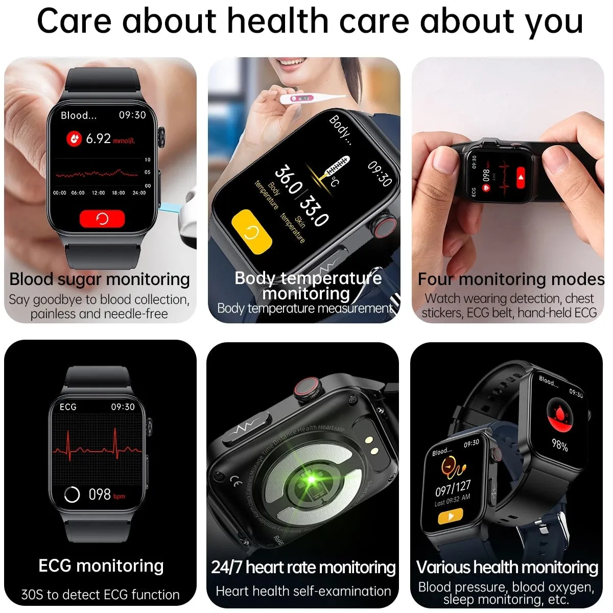 2022 ECG PPG Smart Watch Men Laser Treatment Of Hypertension Hyperglycemia Hyperlipidemia HeartRate Healthy Sport Men Smartwatch