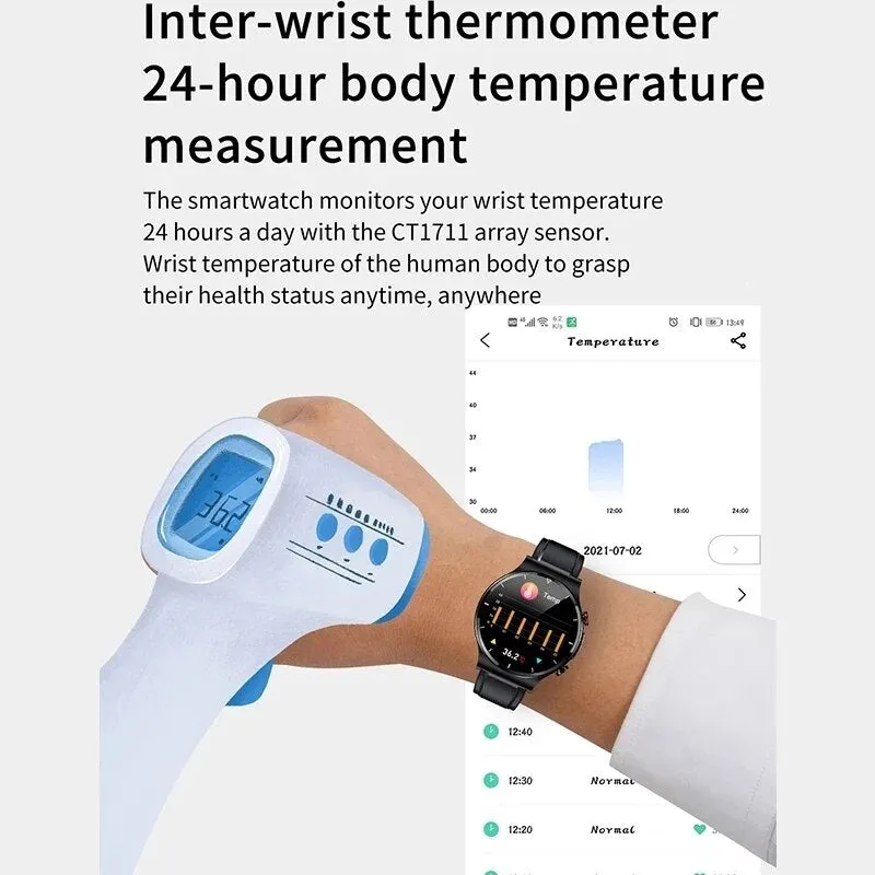 2022 Laser Treatment Three High Smart Watch Men ECG PPG Heart Rate Blood Pressure Health Tracker Smart Watch For Huawei Xiaomi