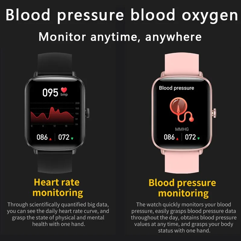 2022 New 1.69 Inch Smart Watch Women Heart Rate Monitor IP67 Waterproof Men Smartwatch Fitness Tracker For Huawei iPhone Plus