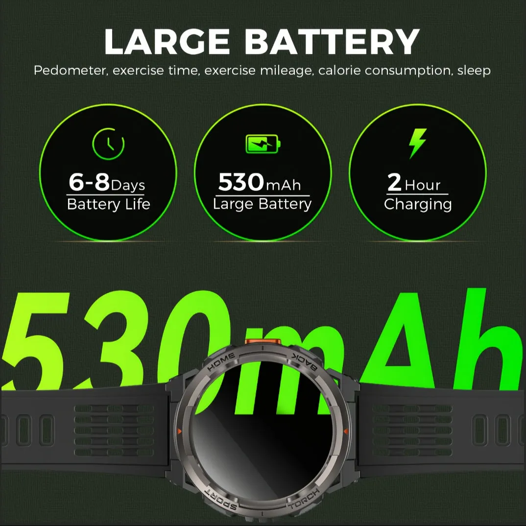 2024 EIGIIS Smart Watches for Men with LED Flashlight 1.45’’ HD Rugged Smartwatch (Answer/Make Call) with Compass Altitude Barometer SOS Alarming Fitness Tracker For Heart Rate Monitor Compatible With IOS And Android Phones