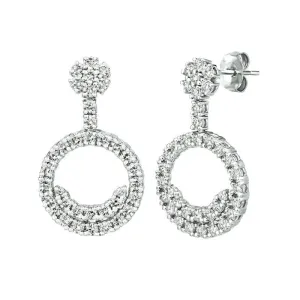 2.06 Carat Natural Diamond Drop Earrings G SI 14K White Gold 1.06''