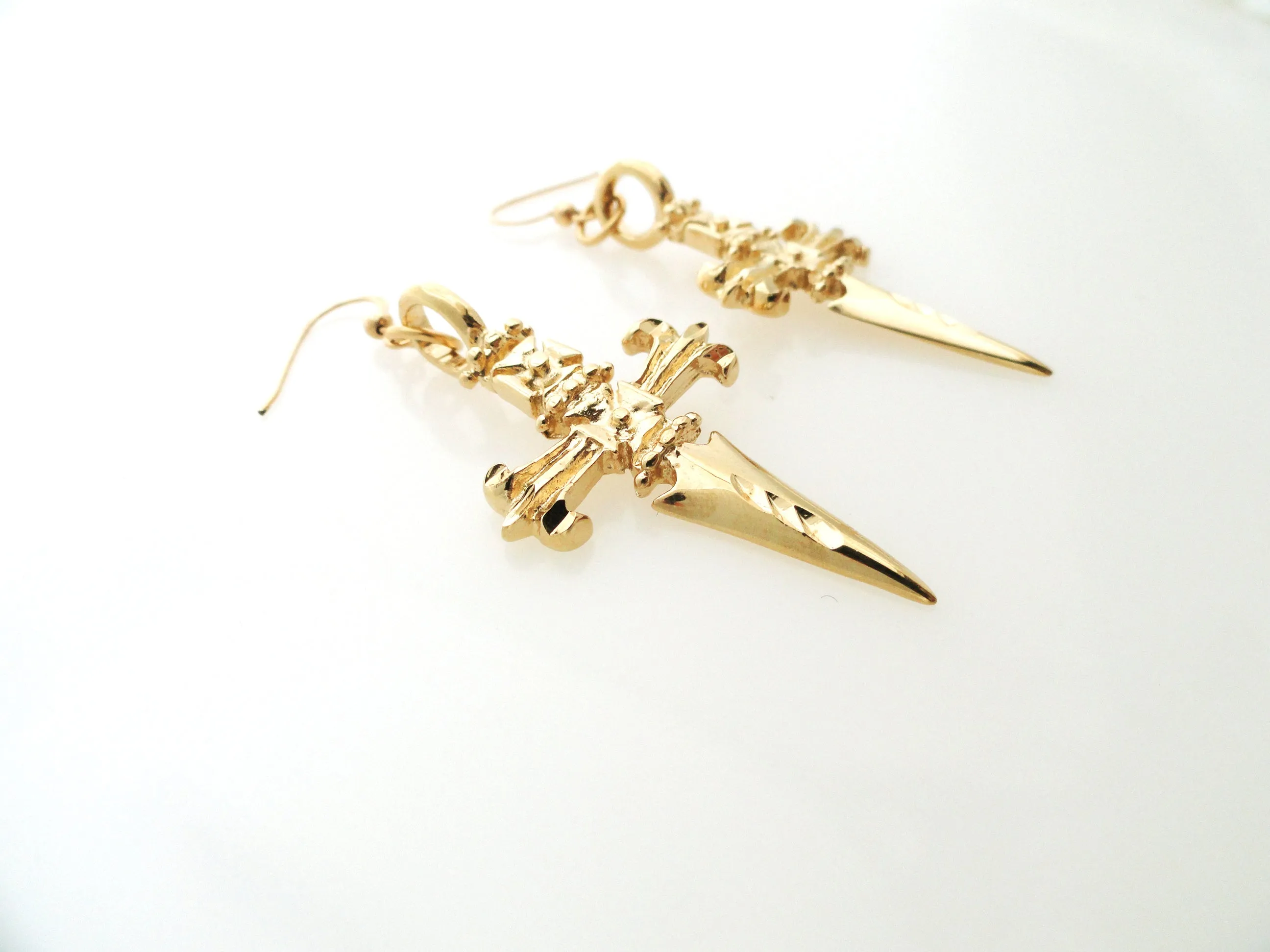24kt Gold plated dagger earrings