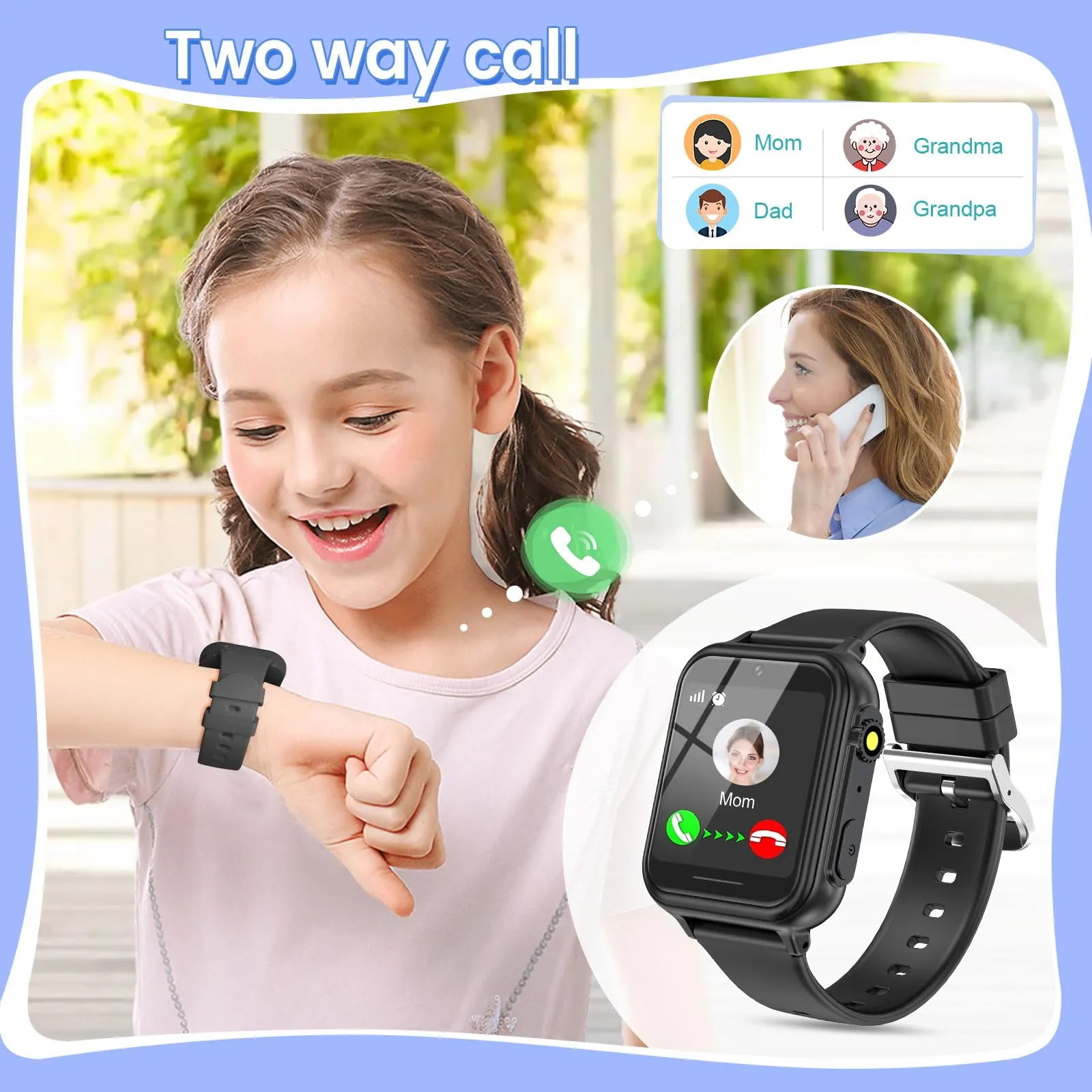 2G Smart Watch for Kids Gift for Girls Ages 4-12 - Includes Screen Protector, 30  Games, 140 Learning Cards, HD Touch Screen, Camera, Music, Pedometer - Fun & Educational Birthday Gift Idea (Pink)