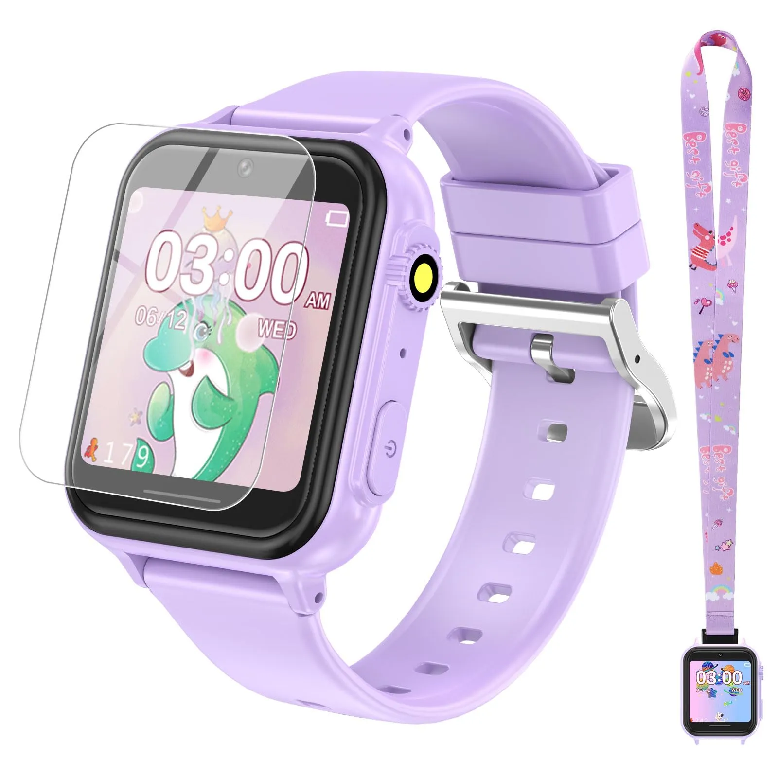 2G Smart Watch for Kids Gift for Girls Ages 4-12 - Includes Screen Protector, 30  Games, 140 Learning Cards, HD Touch Screen, Camera, Music, Pedometer - Fun & Educational Birthday Gift Idea (Pink)