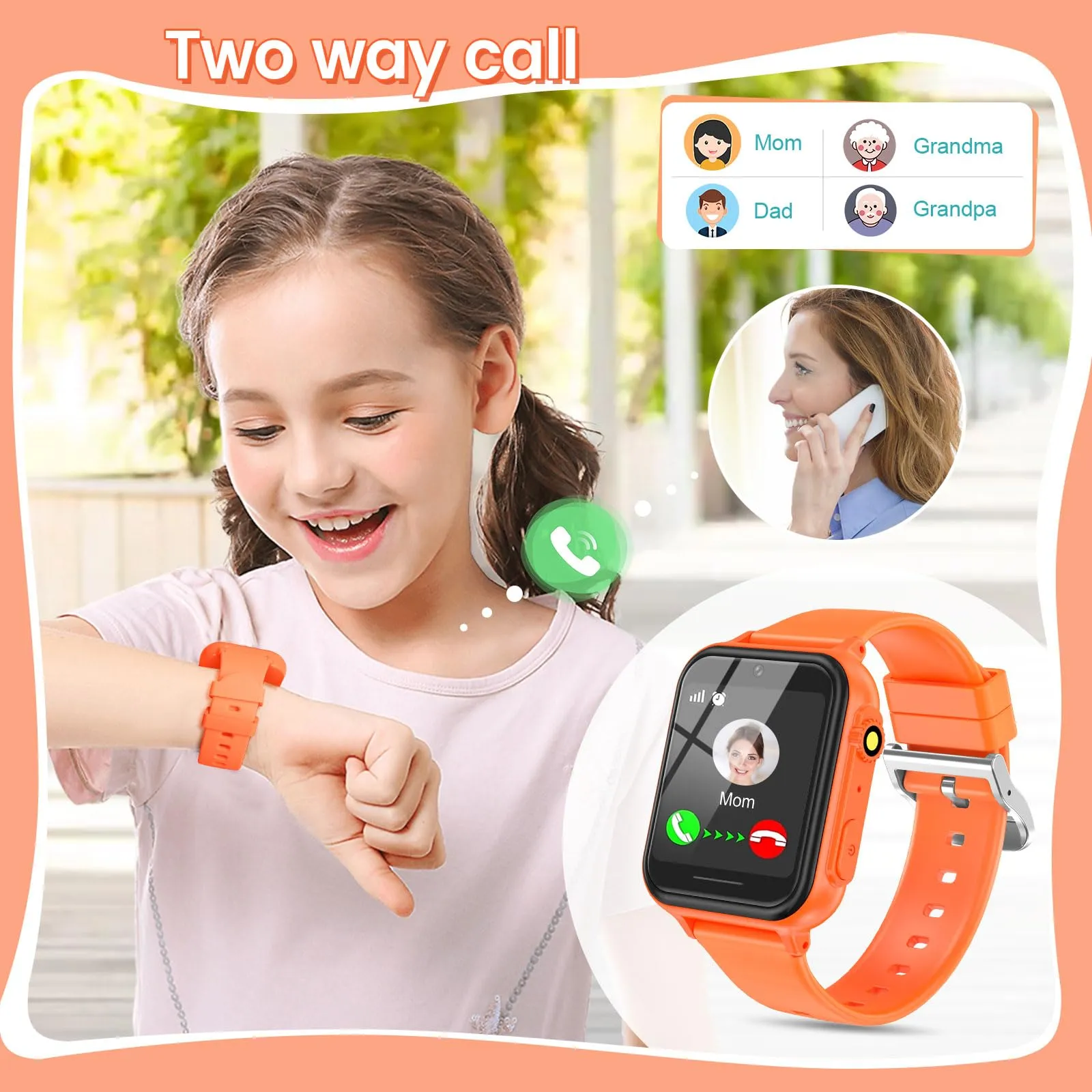 2G Smart Watch for Kids Gift for Girls Ages 4-12 - Includes Screen Protector, 30  Games, 140 Learning Cards, HD Touch Screen, Camera, Music, Pedometer - Fun & Educational Birthday Gift Idea (Pink)