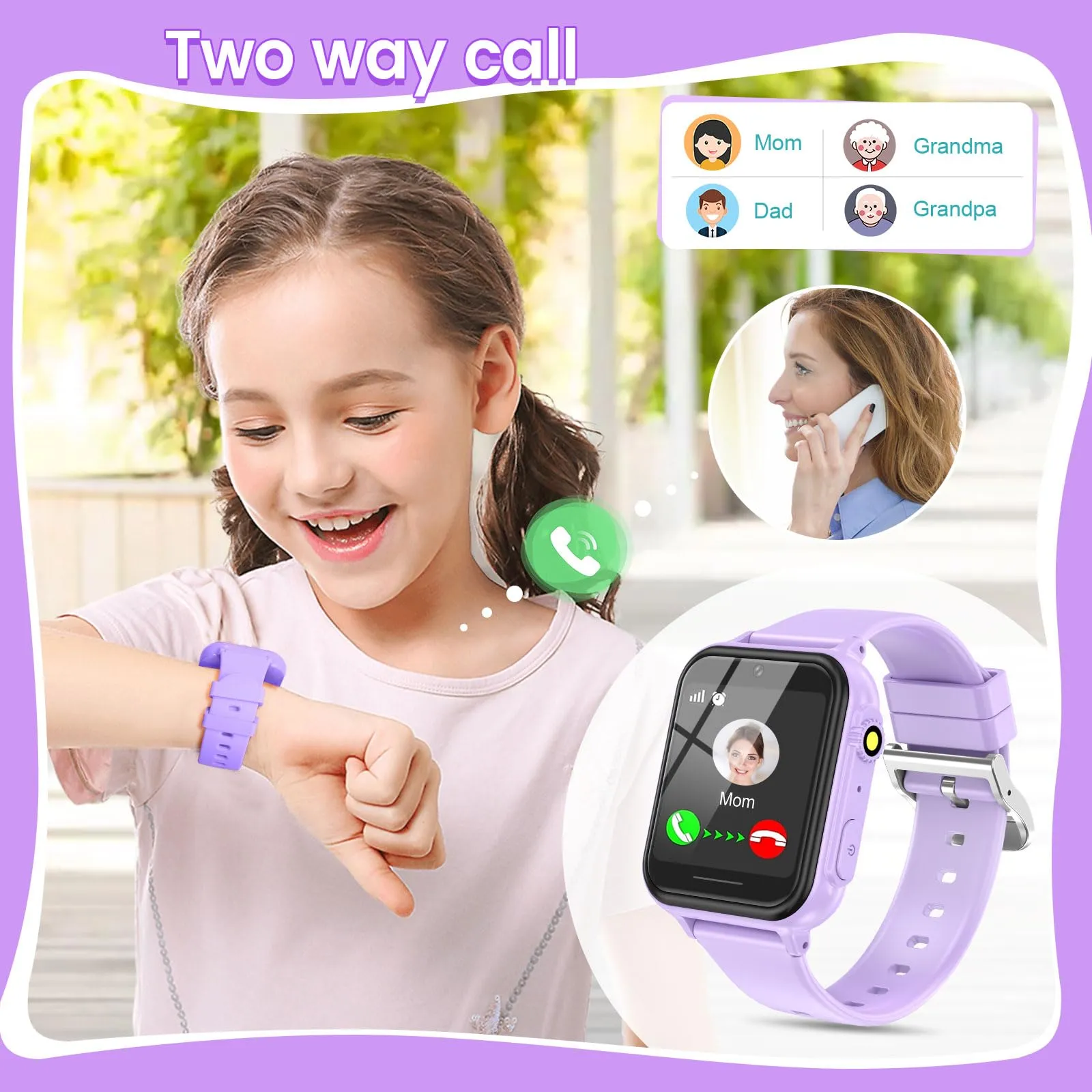 2G Smart Watch for Kids Gift for Girls Ages 4-12 - Includes Screen Protector, 30  Games, 140 Learning Cards, HD Touch Screen, Camera, Music, Pedometer - Fun & Educational Birthday Gift Idea (Pink)