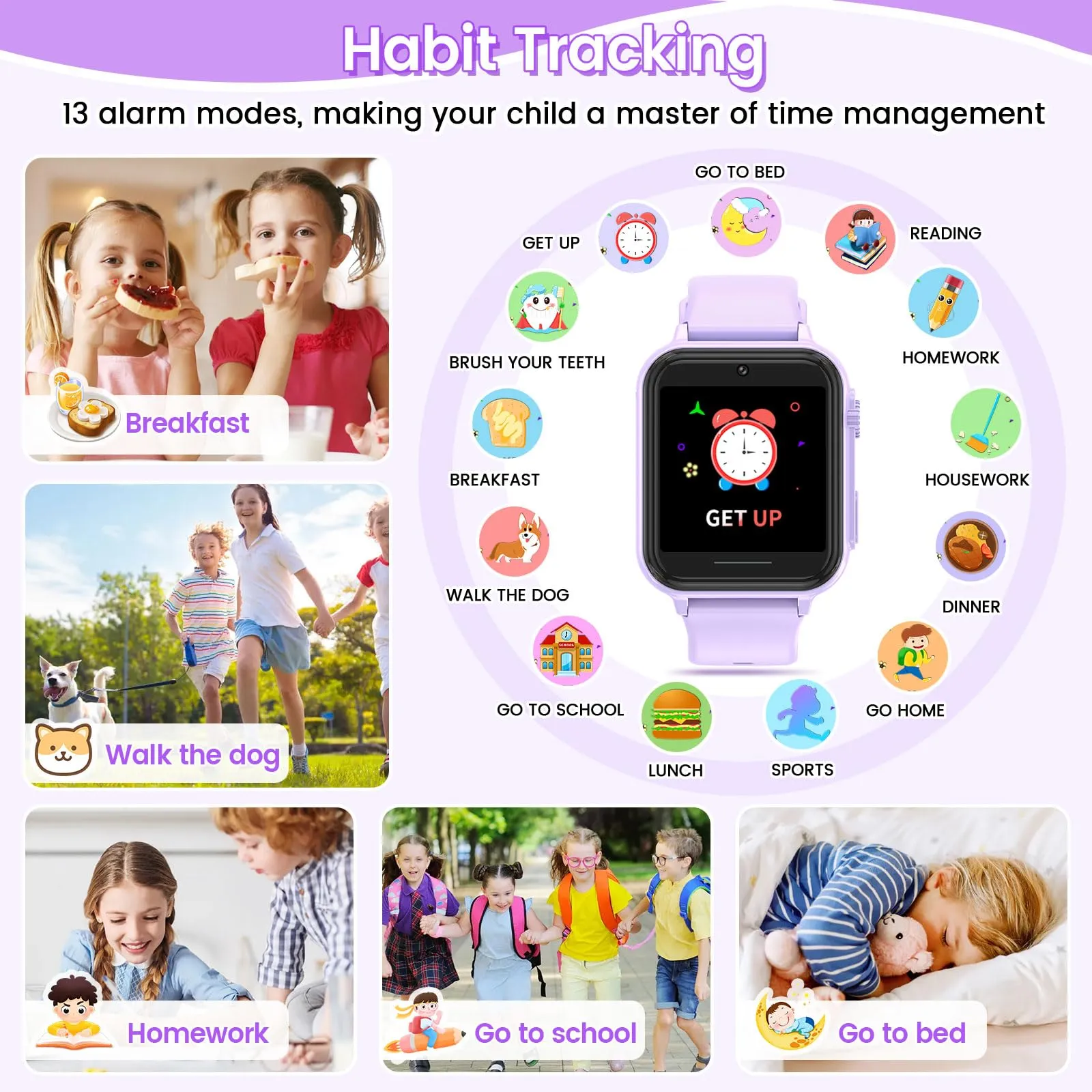 2G Smart Watch for Kids Gift for Girls Ages 4-12 - Includes Screen Protector, 30  Games, 140 Learning Cards, HD Touch Screen, Camera, Music, Pedometer - Fun & Educational Birthday Gift Idea (Pink)