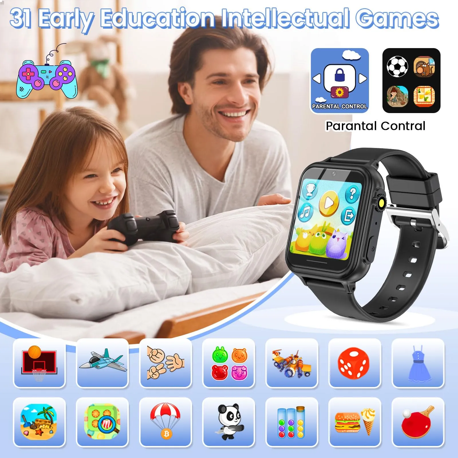 2G Smart Watch for Kids Gift for Girls Ages 4-12 - Includes Screen Protector, 30  Games, 140 Learning Cards, HD Touch Screen, Camera, Music, Pedometer - Fun & Educational Birthday Gift Idea (Pink)