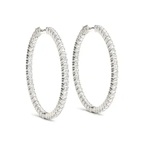 3.00 ctw Diamond Hoop Earrings Inside-Out Style Shared Prong Setting