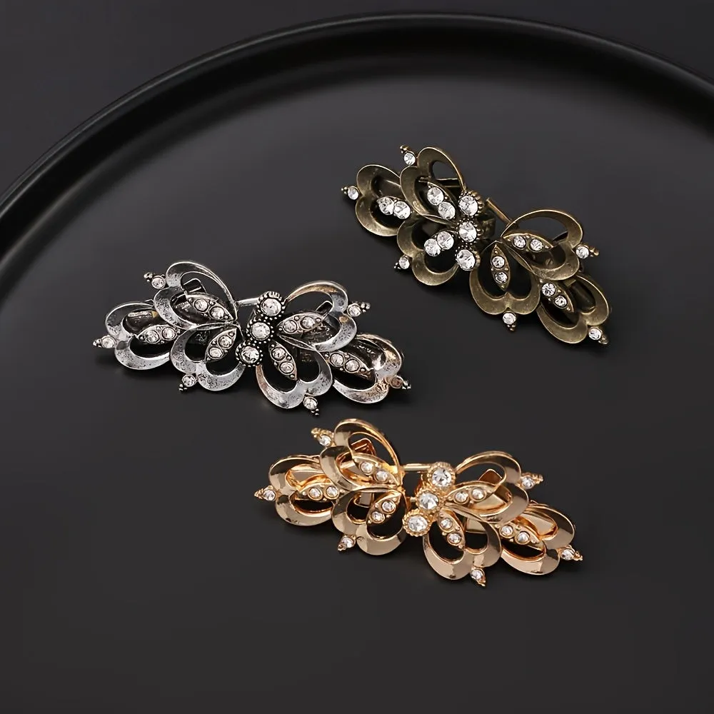 3pcs Vintage Rhinestone Sweater Clips Cardigan & Scarf Pins Non Slip Brooches