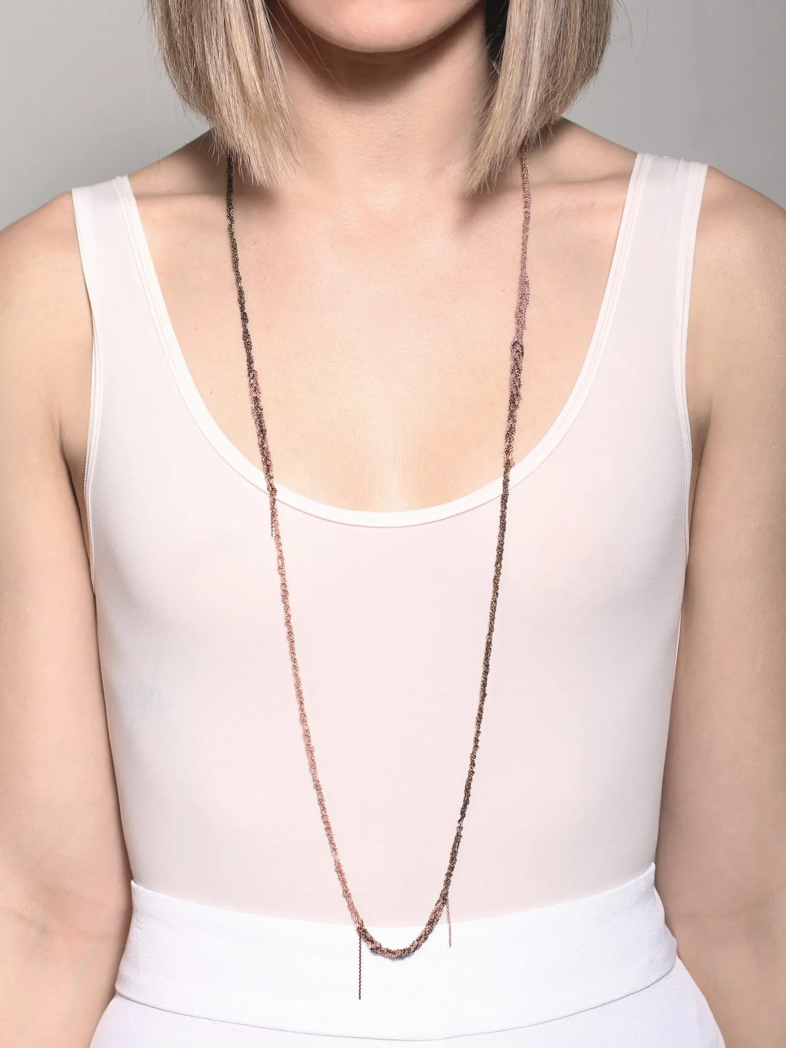 4-Tone Simple Necklace in Silver   Gold