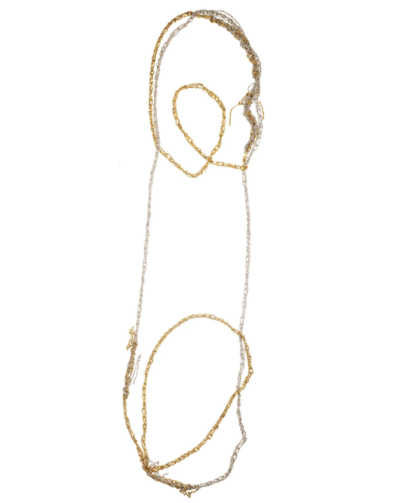 4-Tone Simple Necklace in Silver   Gold