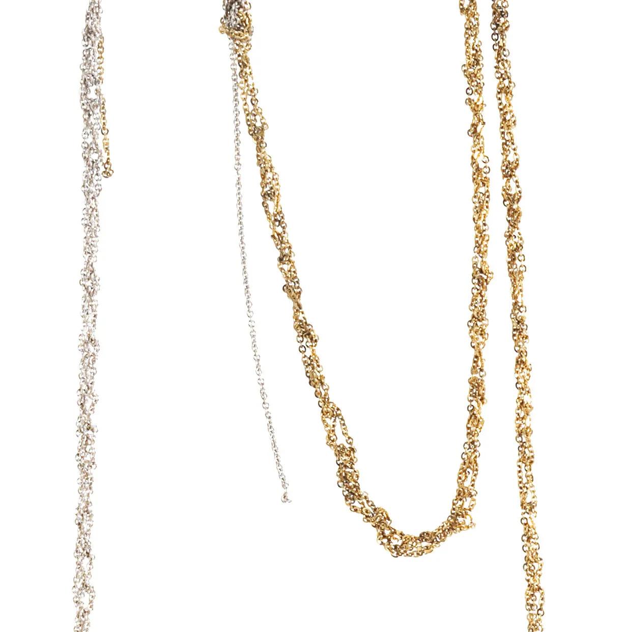 4-Tone Simple Necklace in Silver   Gold