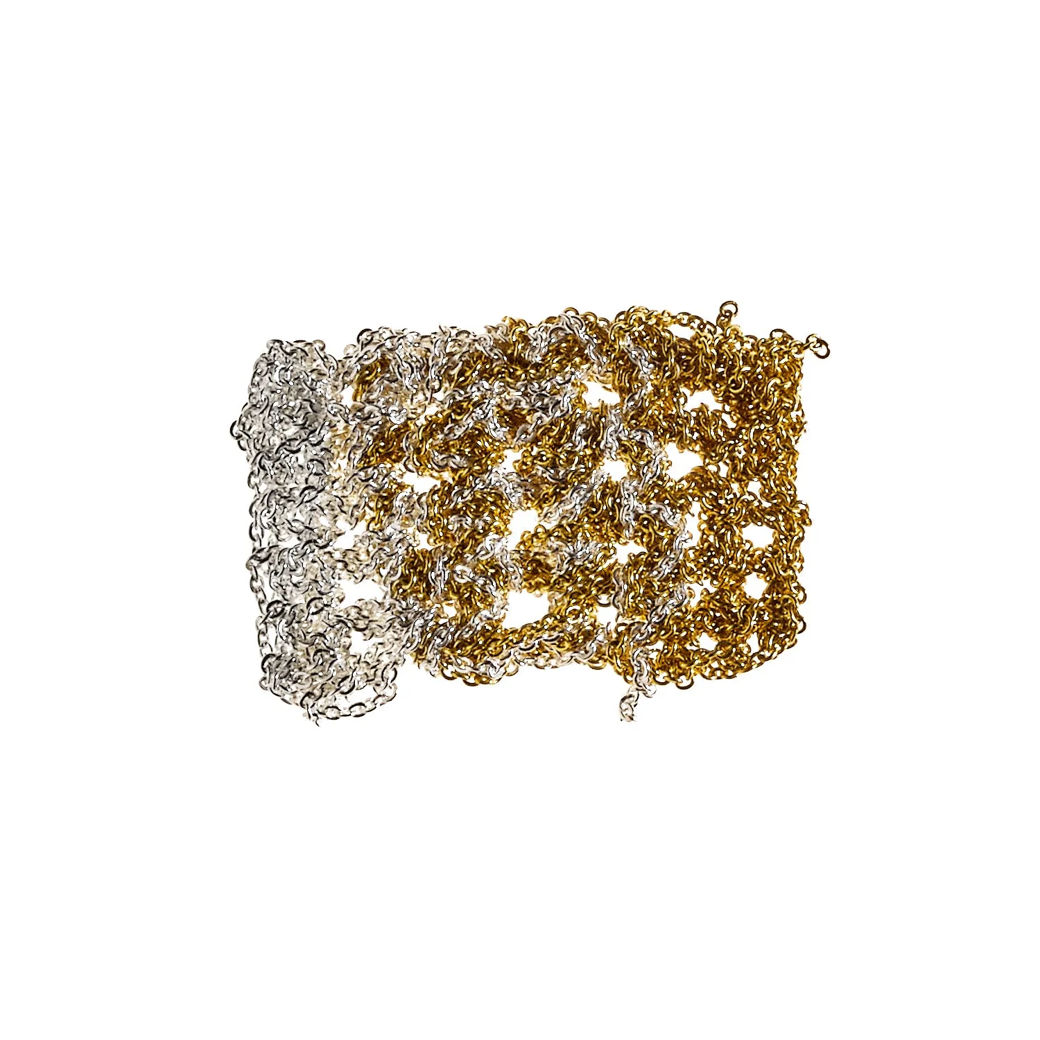 4-Tone Simple Necklace in Silver   Gold