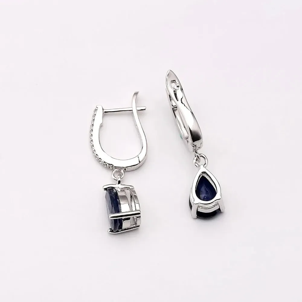 5.05Ct Natural Blue Sapphire Drop Earrings – 925 Sterling Silver Fine Jewelry
