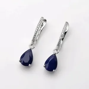 5.05Ct Natural Blue Sapphire Drop Earrings – 925 Sterling Silver Fine Jewelry