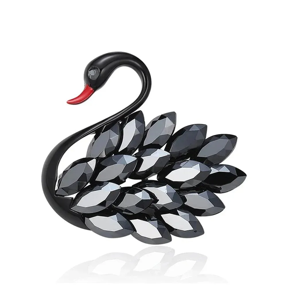 53mm Inlaid Rhinestone Flamingo Bird Brooches Pin Backed For Women Unisex Metal Brooch Jewelry Gifts