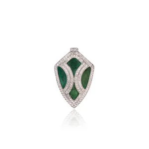 925 Sterling Silver Handcrafted Enamel Shield Pendant with Cubic Zirconia