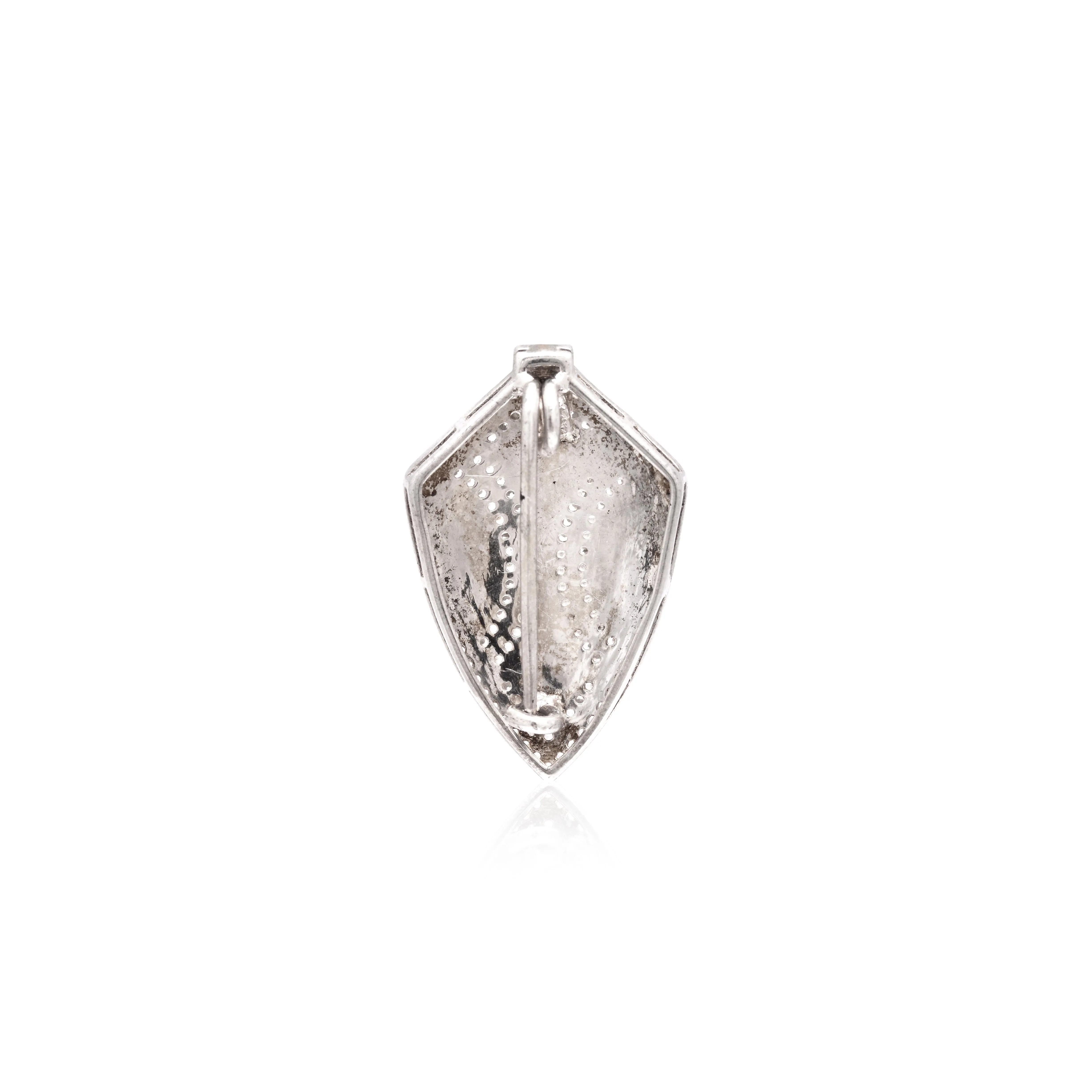 925 Sterling Silver Handcrafted Enamel Shield Pendant with Cubic Zirconia