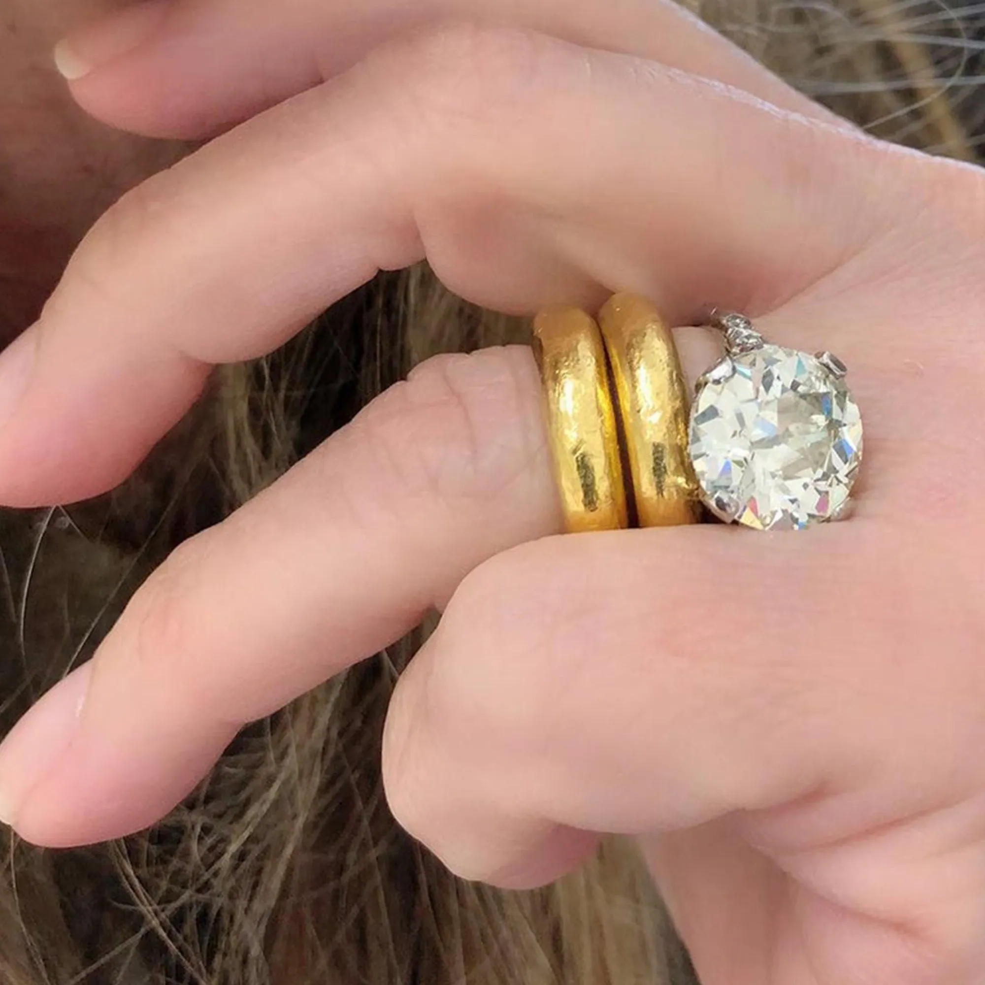 A Pair of Rosaria Varra 24 Karat Gold Handmade Band Rings