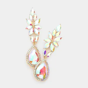 AB Marquise and Teardrop Stone Dangle Pageant Earrings on Gold | AB Drop Earrings |  610702