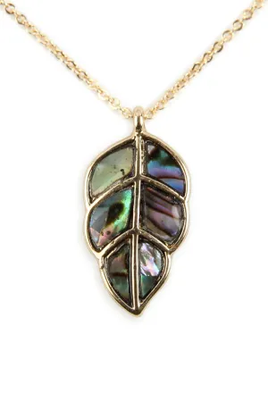 ABALONE LEAF PENDANT NECKLACE
