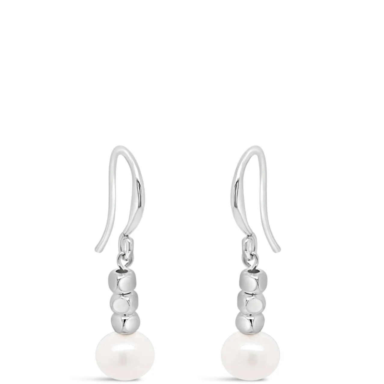 Absolute Silver & Pearl Drop French Hook Earrings