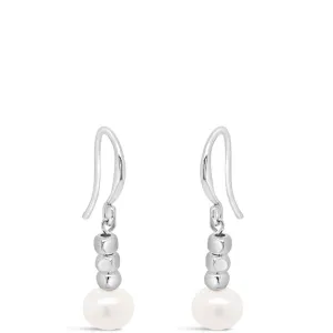 Absolute Silver & Pearl Drop French Hook Earrings