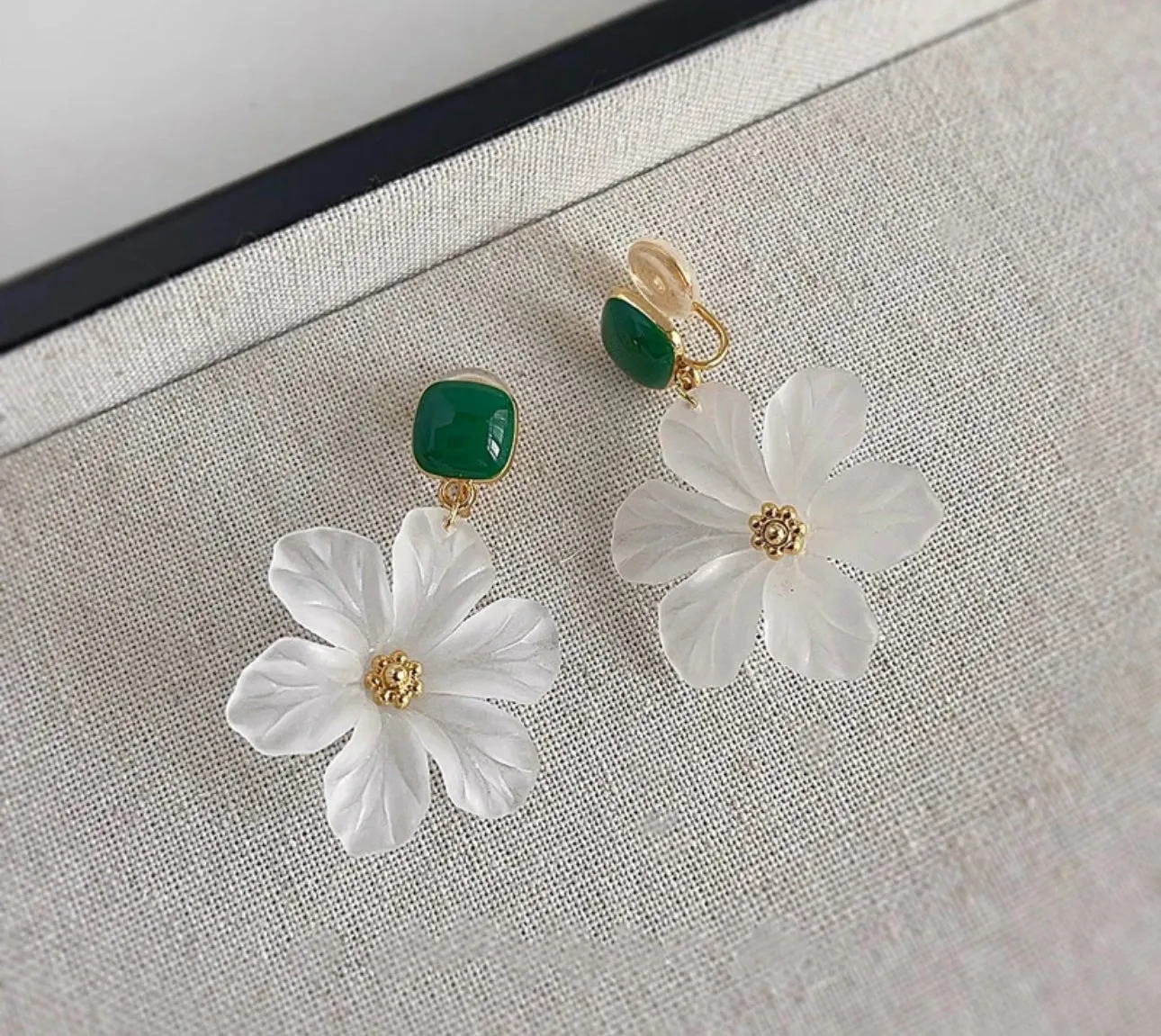 Acrylic Flower Lightweight Clip On Earrings