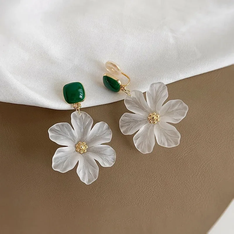 Acrylic Flower Lightweight Clip On Earrings