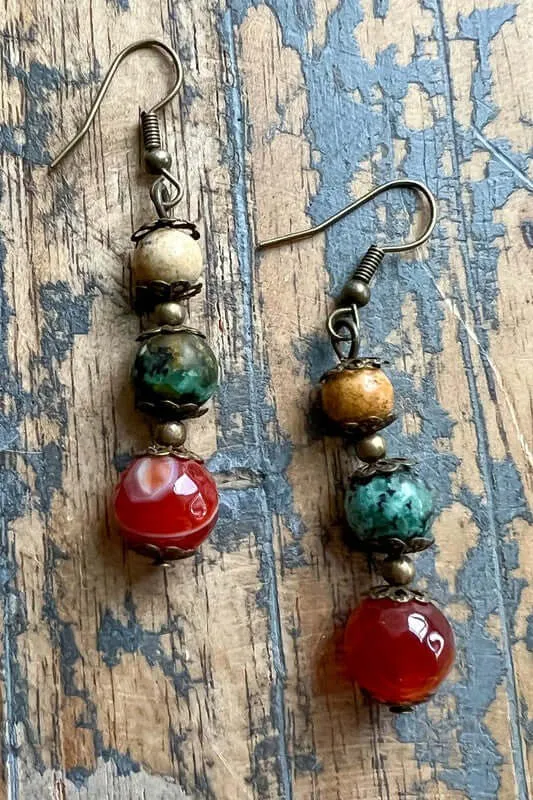 Adrienne Multi Natural Stone Drop Earring