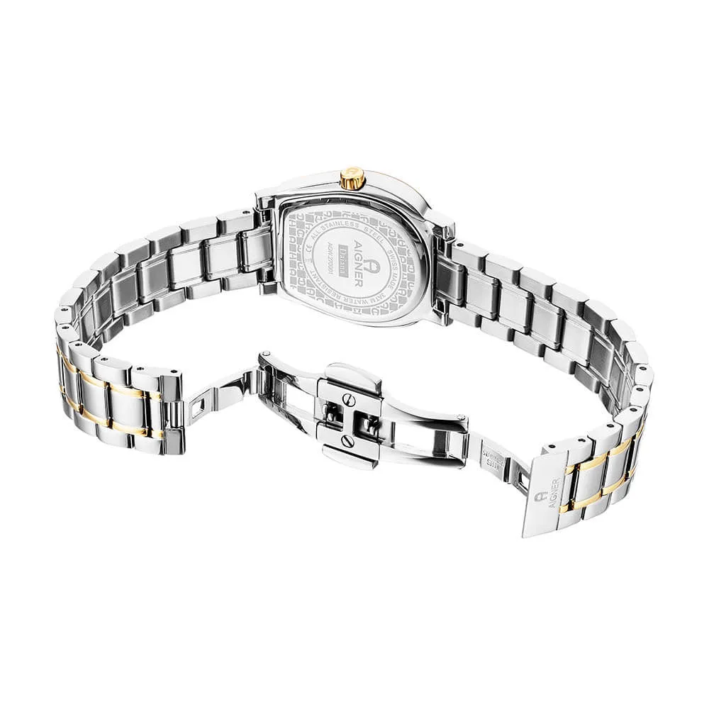 Aigner Daiana Ladies White Dial Silver/Gold Stainless Steel Watch