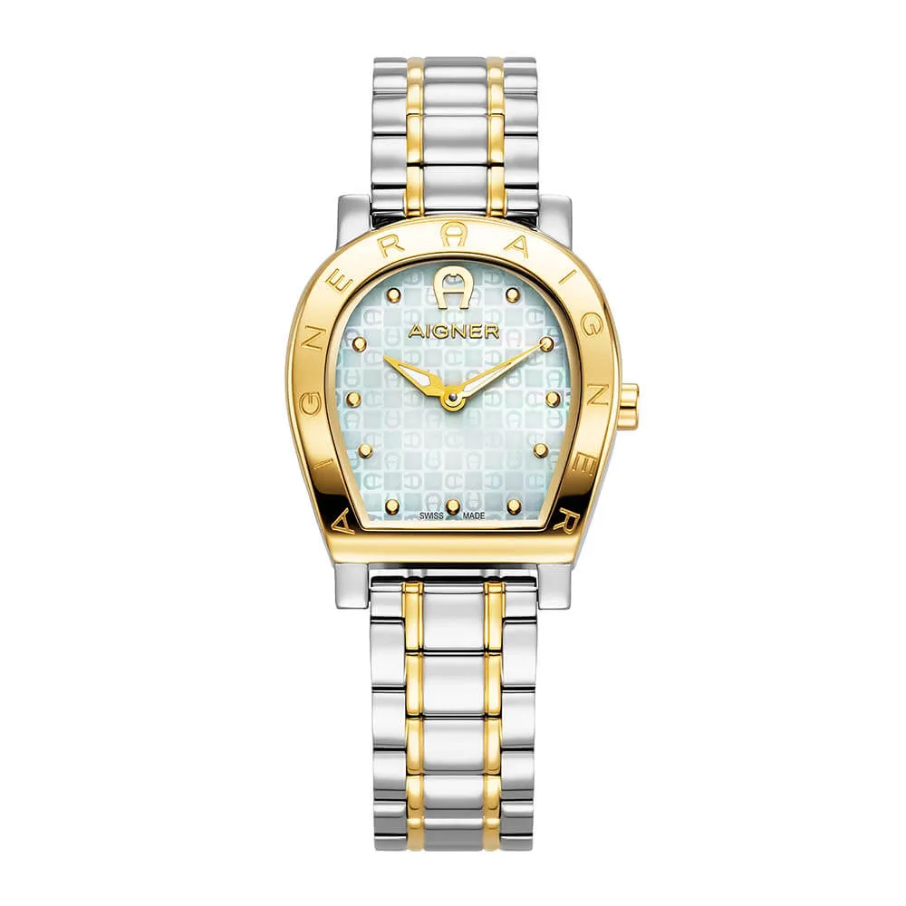 Aigner Daiana Ladies White Dial Silver/Gold Stainless Steel Watch