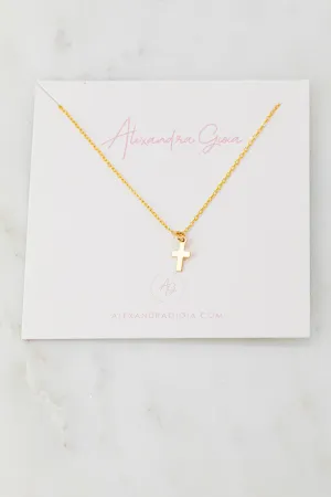 Alexandra Gioia Dainty Gold Filled Cross Necklace 16"
