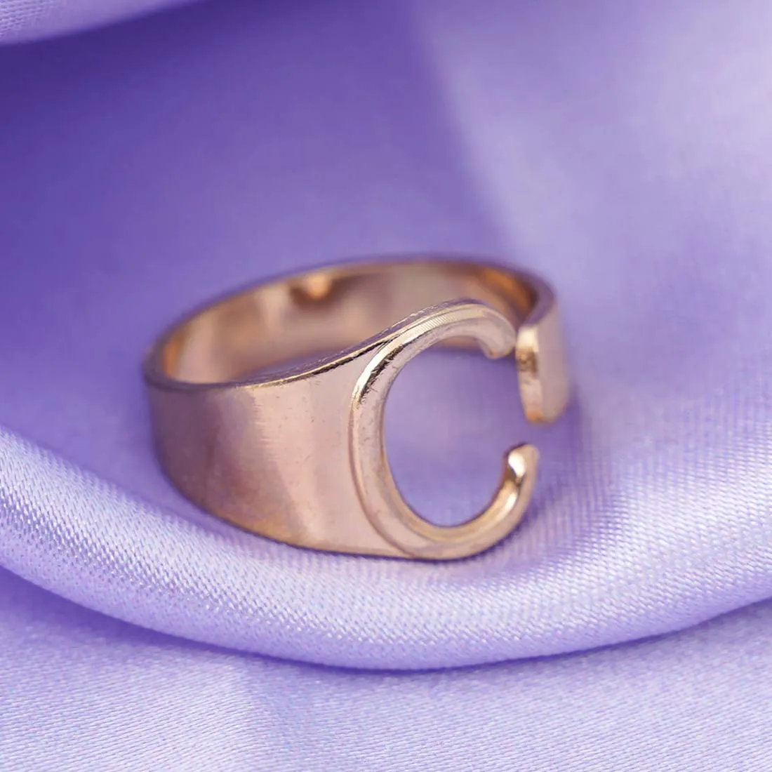 Alphabet C Gold Band Ring