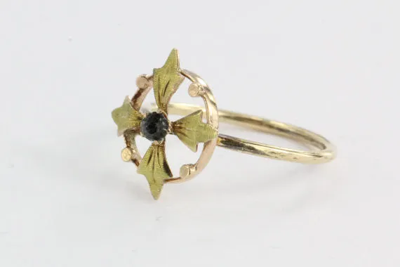 Antique 10K & 14K Rose and Yellow Gold Art Nouveau Compass Florette Stick Pin Conversion Ring Midi Ring
