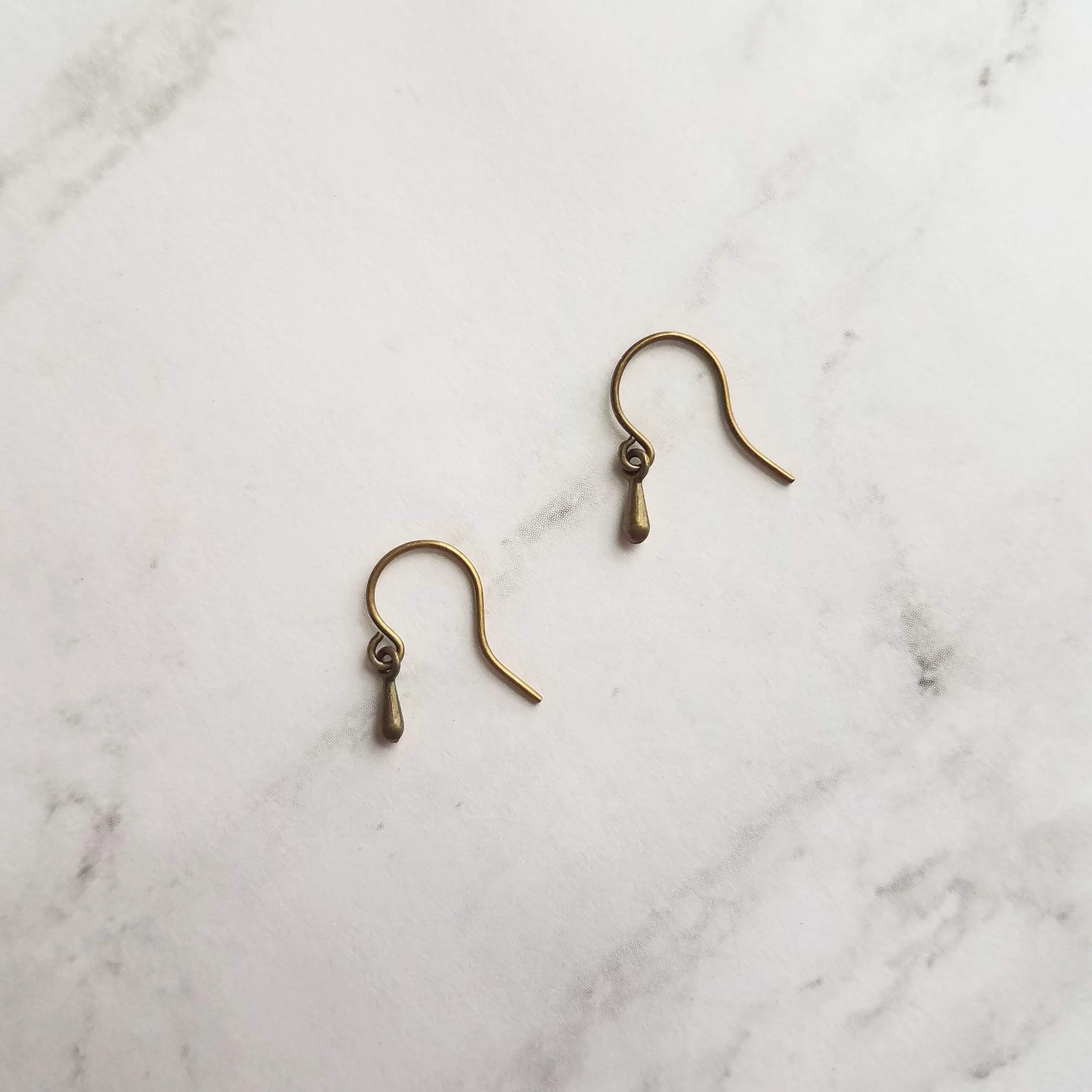 Antique Brass Drop Earrings, very tiny teardrops, bronze drop earring, small ear hooks, dainty earring, little brass earring delicate dangle