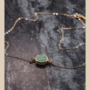 Aqua Druzy and Gold Necklace