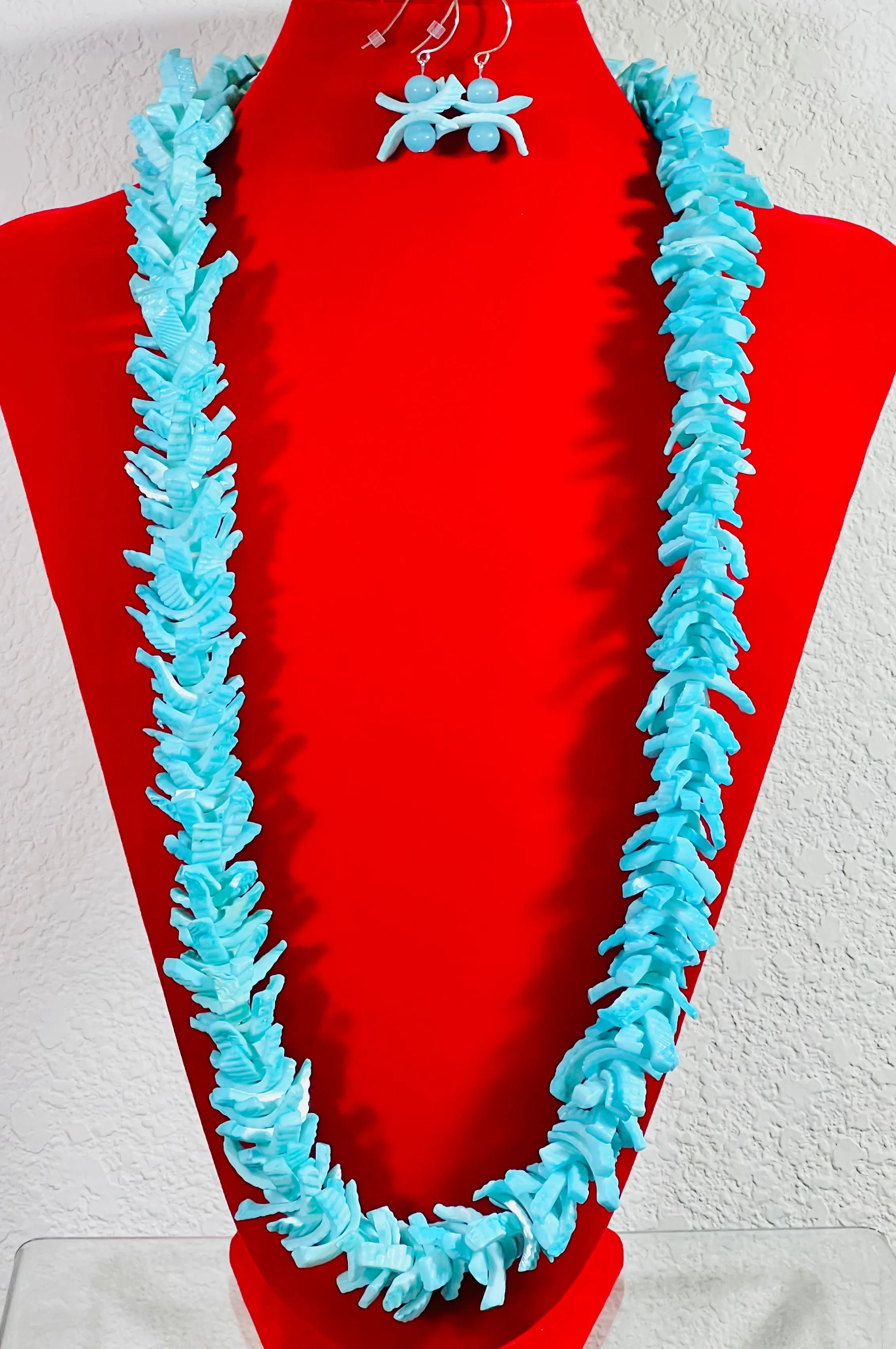 Aqua-Shell Necklace & Earrings. #22060
