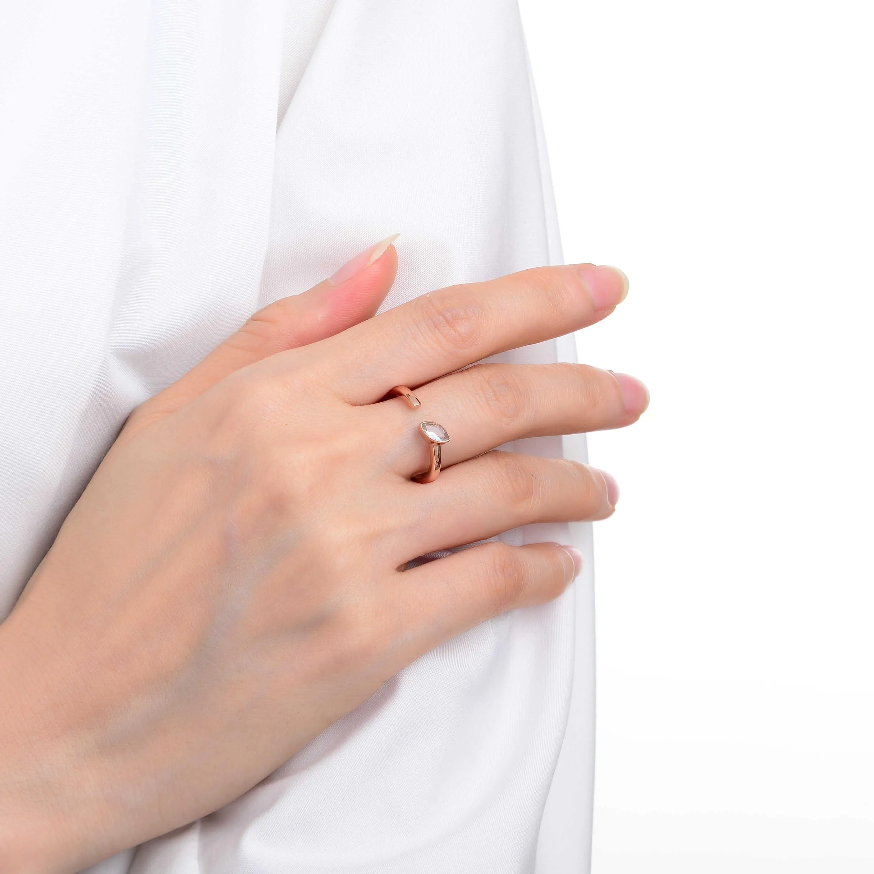 Aquamarine Marquise Open Midi Ring