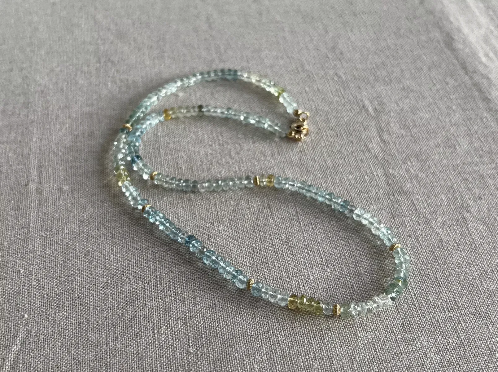 Aquamarine Necklace with Gold Accents