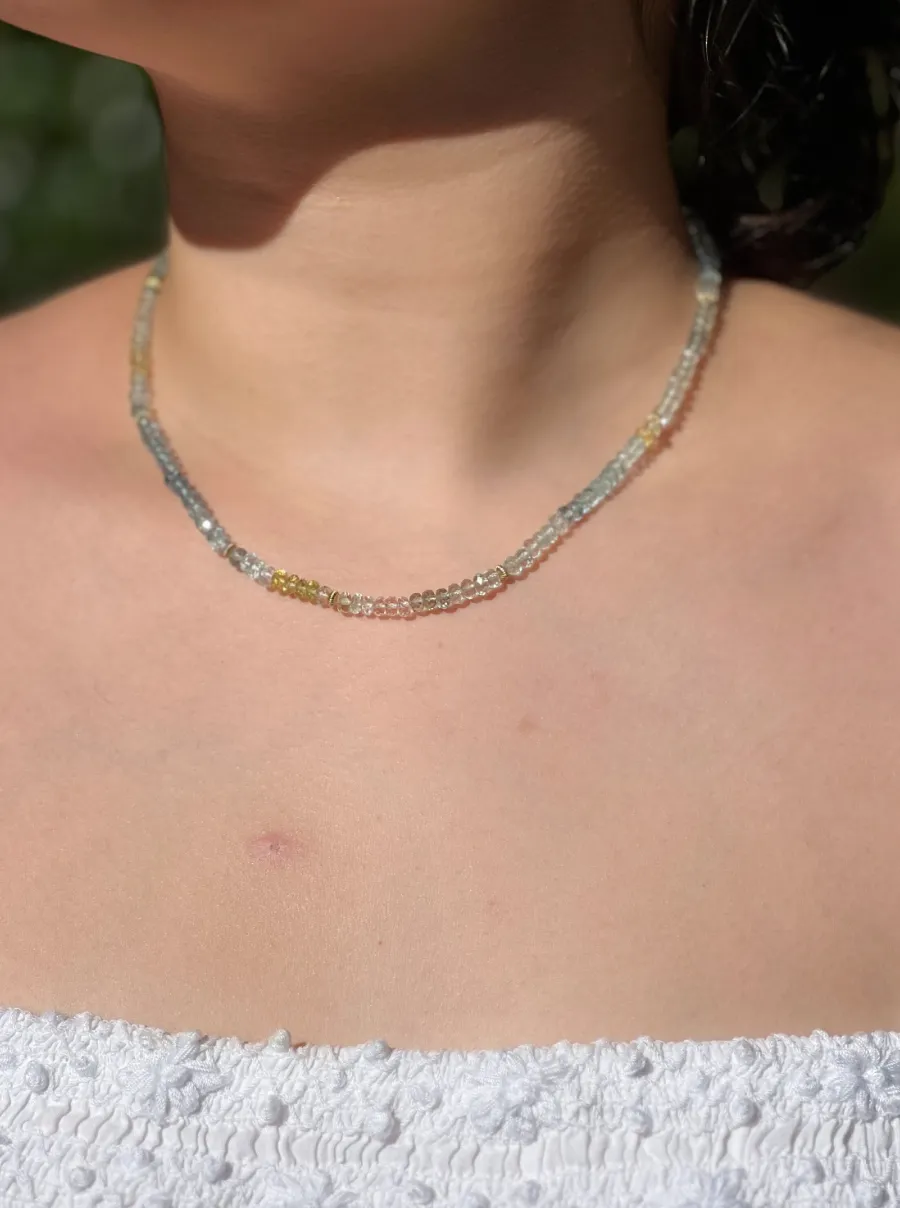 Aquamarine Necklace with Gold Accents