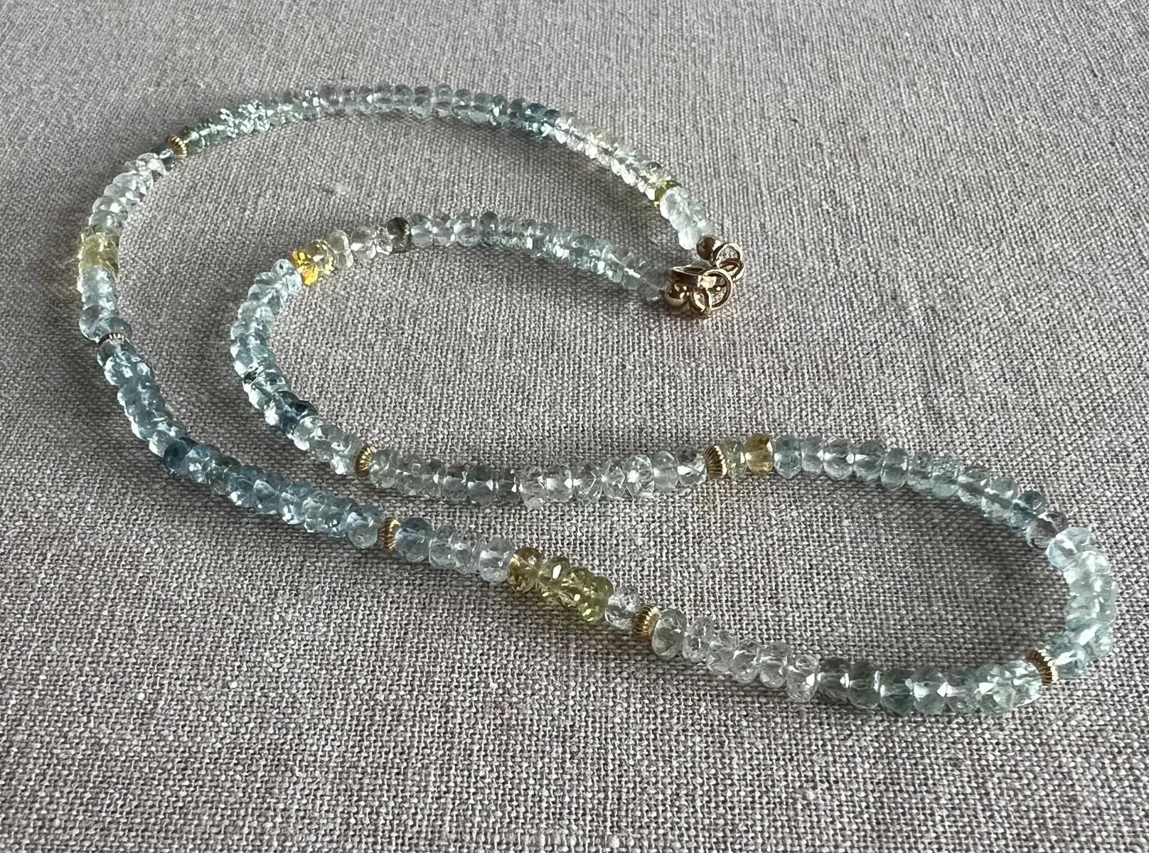 Aquamarine Necklace with Gold Accents