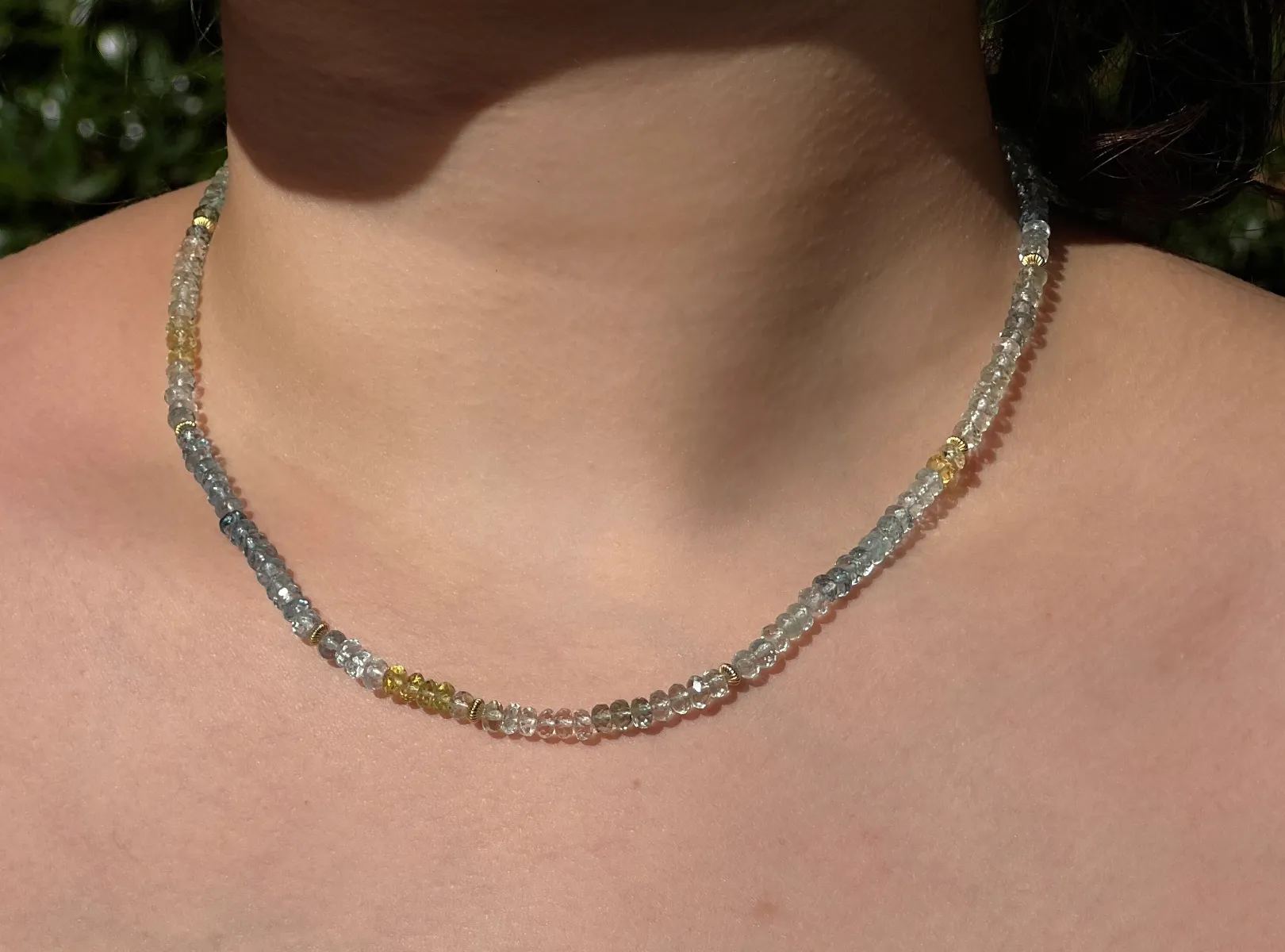 Aquamarine Necklace with Gold Accents